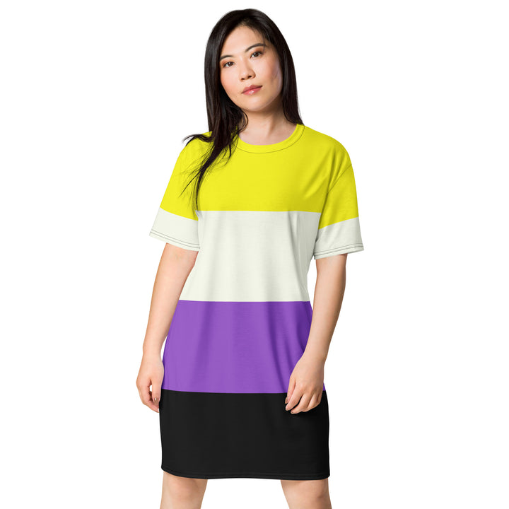 Non Binary Pride Flag T-shirt Dress Dresses The Rainbow Stores
