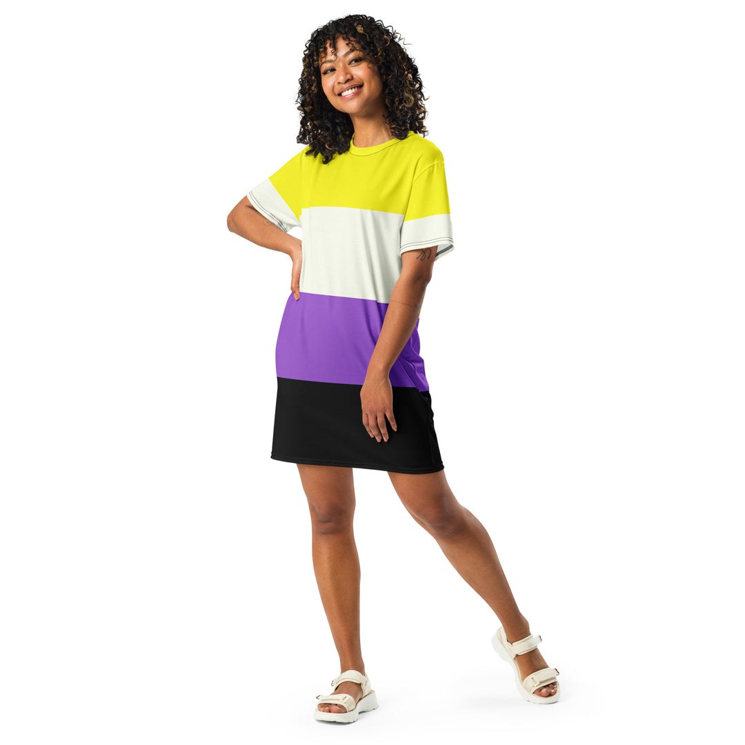 Non Binary Pride Flag T-shirt Dress Dresses The Rainbow Stores