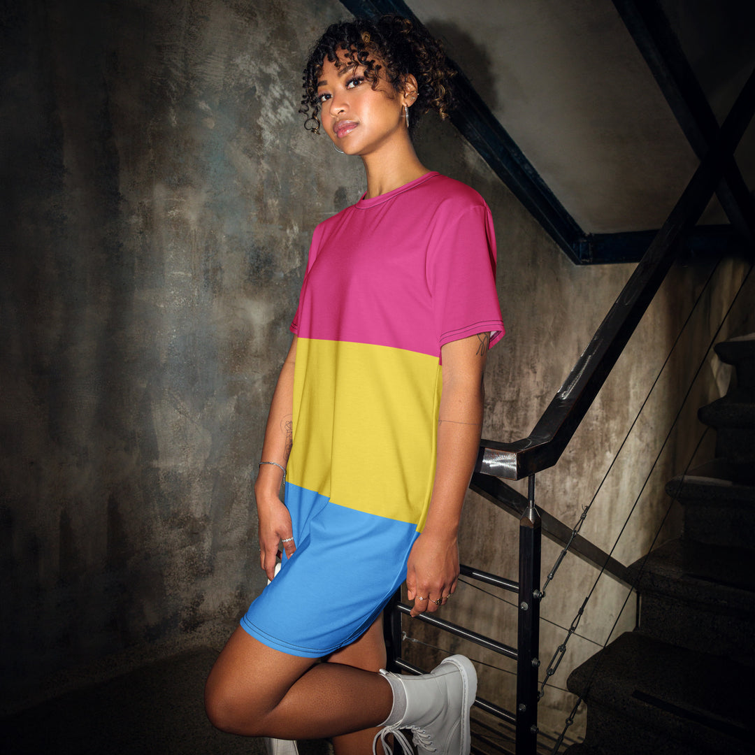 Pansexual Pride Flag T-shirt Dress Dresses The Rainbow Stores