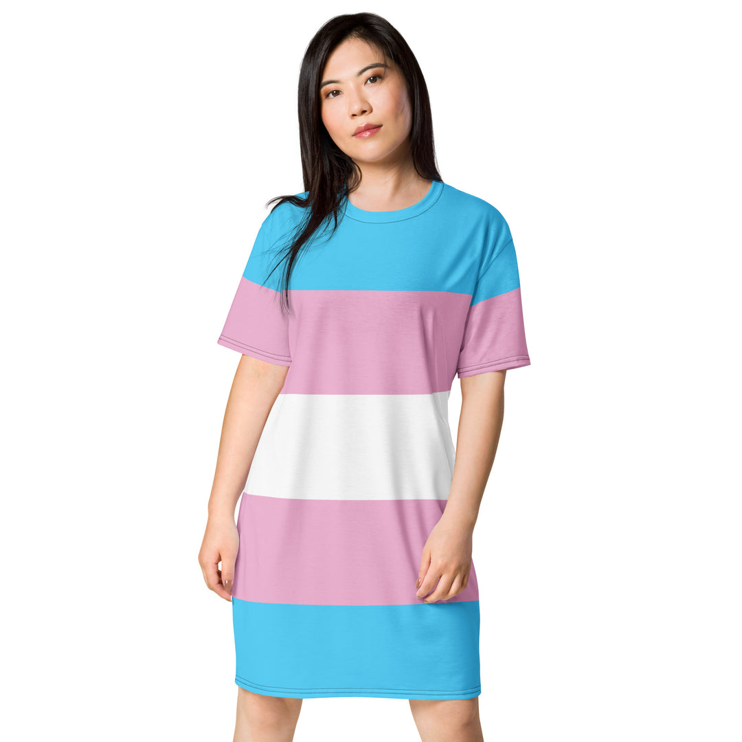 Trans Pride Flag T-shirt Dress – The Rainbow Stores Trans Pride Flag T-shirt Dress – The Rainbow Stores