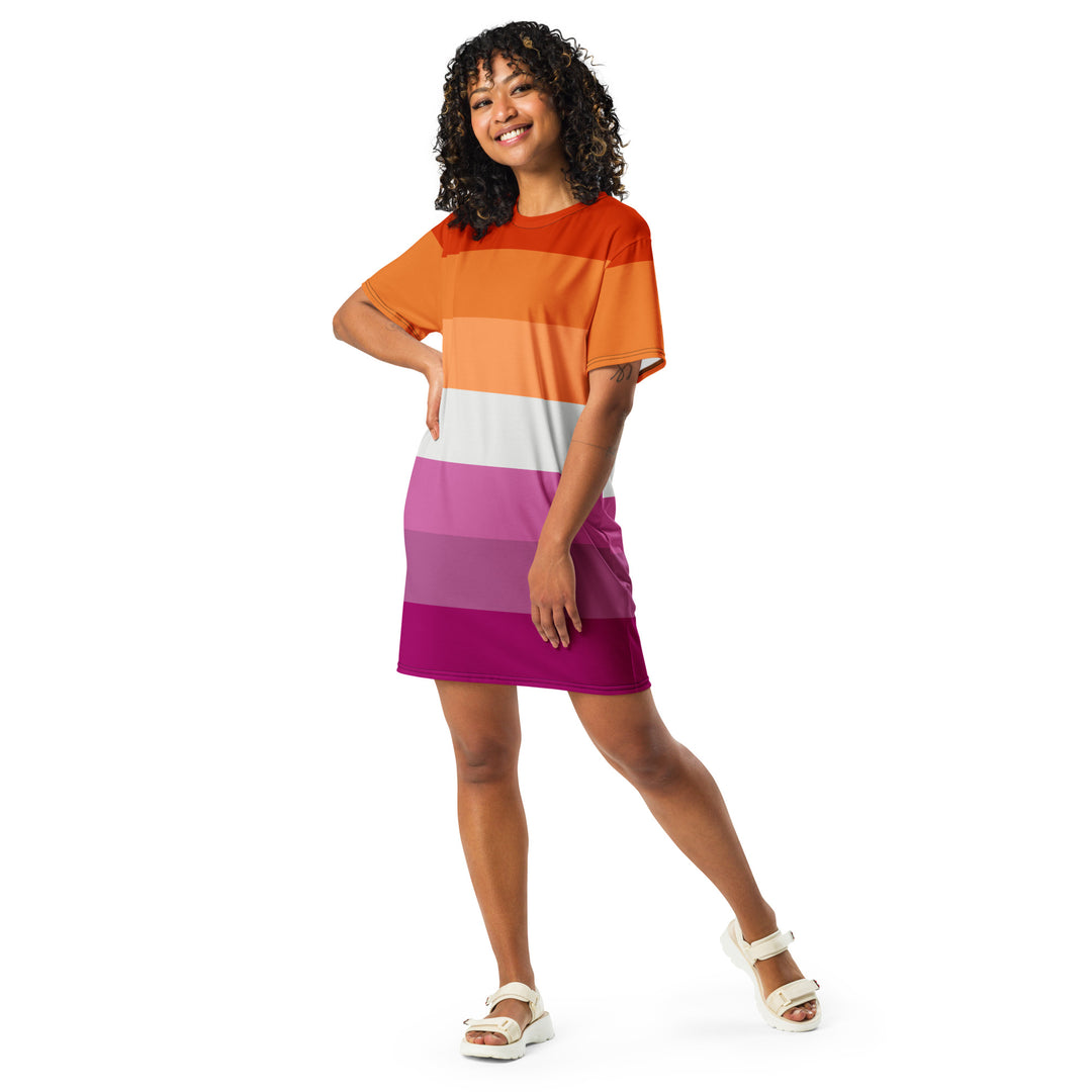 Lesbian Pride Flag T-shirt Dress The Rainbow Stores Lesbian Pride Flag T-shirt Dress The Rainbow Stores