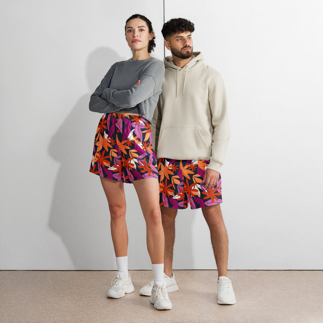 Floral Pattern Long Shorts In Lesbian Colours Shorts Long The Rainbow Stores