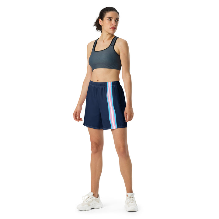 Trans Pride Flag Stripe Blue Athletic Long Shorts Shorts Long The Rainbow Stores