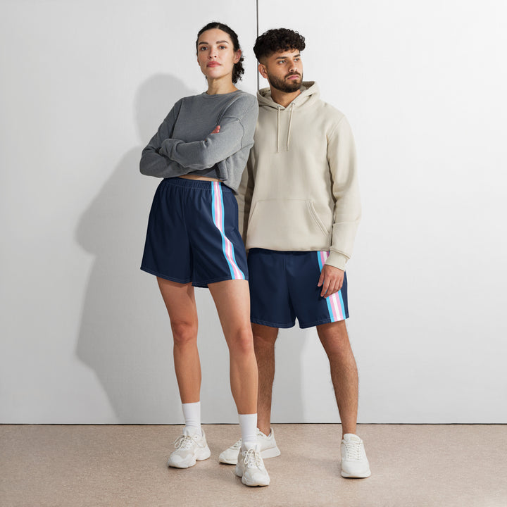 Trans Pride Flag Stripe Blue Athletic Long Shorts Shorts Long The Rainbow Stores