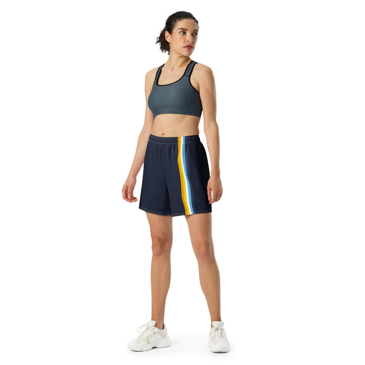 Aroace Pride Flag Stripe Blue Athletic Long Shorts Shorts Long The Rainbow Stores