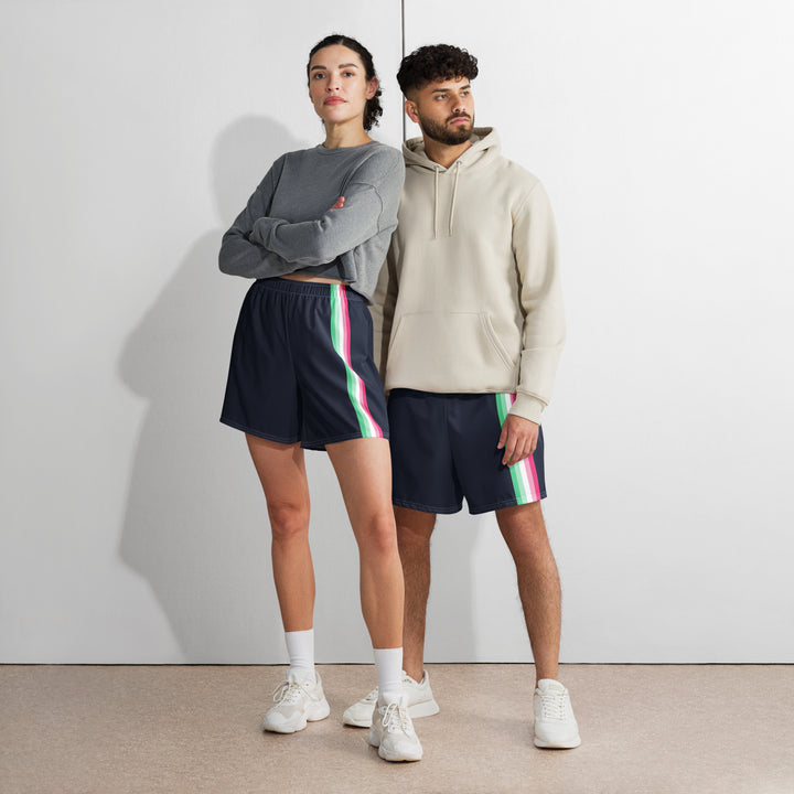 Abrosexual Pride Flag Stripe Blue Athletic Long Shorts Shorts Long The Rainbow Stores