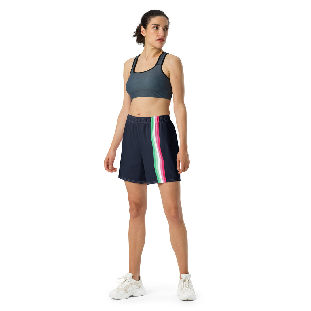 Abrosexual Pride Flag Stripe Blue Athletic Long Shorts Shorts Long The Rainbow Stores