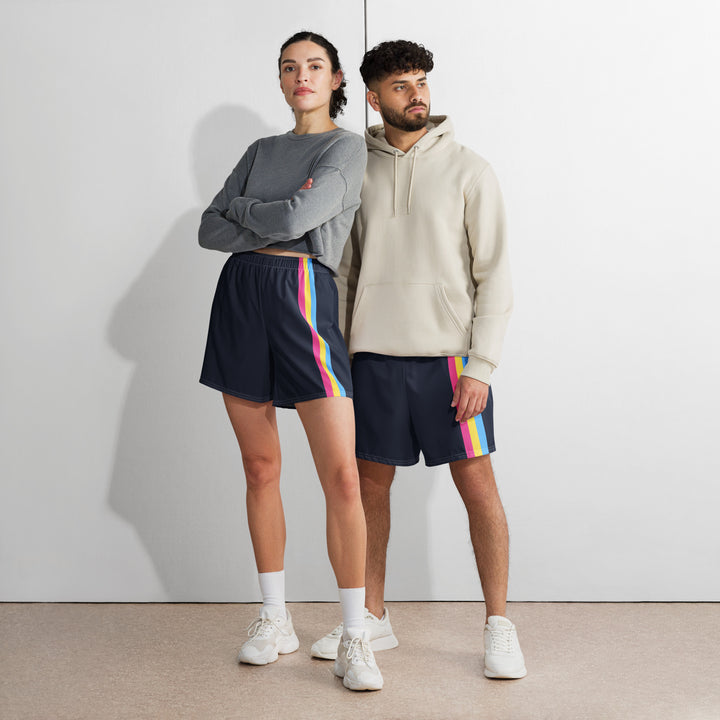 Pansexual Pride Flag Stripe Blue Athletic Long Shorts Shorts Long The Rainbow Stores