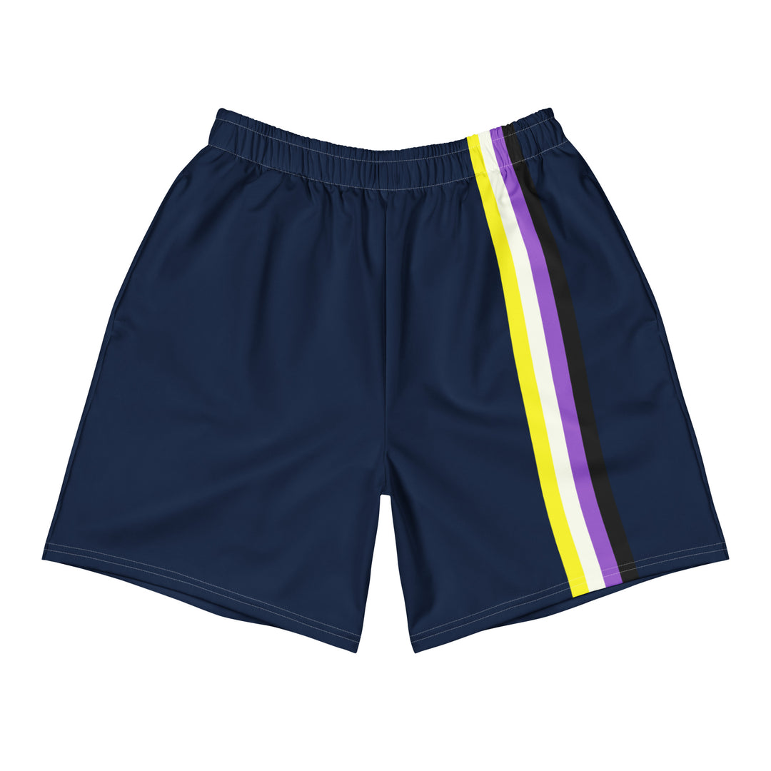 Non Binary Pride Flag Stripe Blue Unisex Athletic Long Shorts The Rainbow Stores
