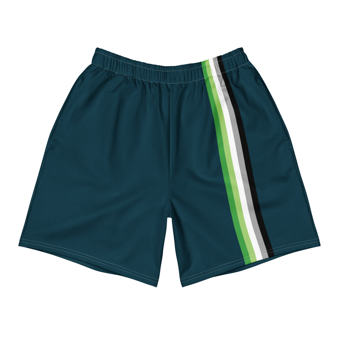 Aromantic Pride Flag Sage Blue Athletic Long Shorts The Rainbow Stores