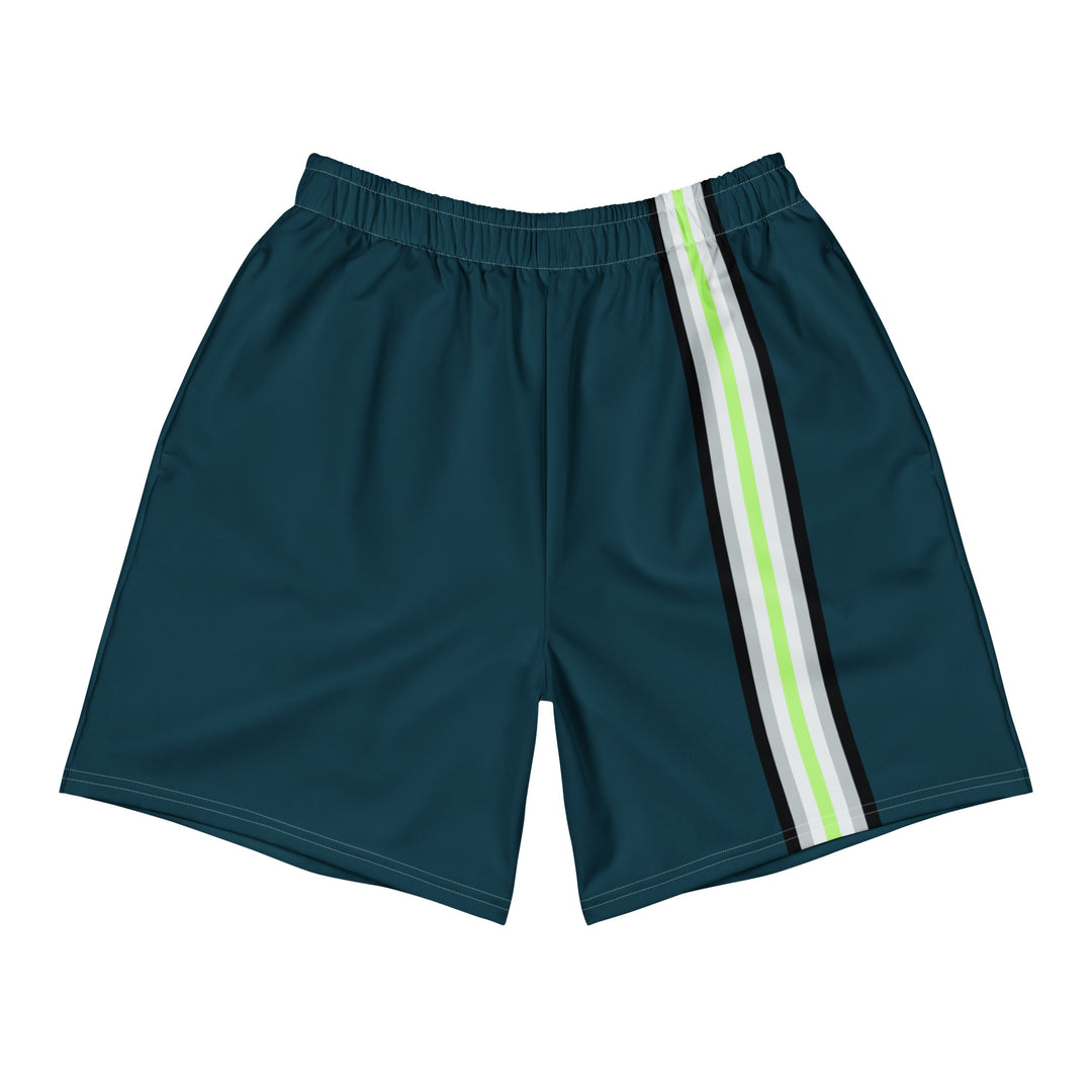 Agender Pride Flag Stripe Sage Blue Athletic Long Shorts The Rainbow Stores