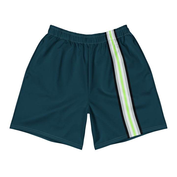 Agender Pride Flag Stripe Sage Blue Athletic Long Shorts The Rainbow Stores