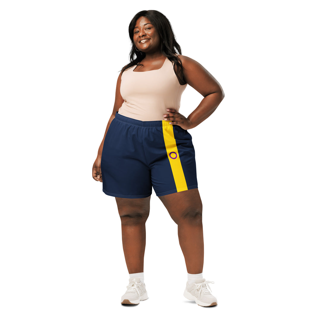 Intersex Pride Flag Stripe Blue Athletic Long Shorts The Rainbow Stores