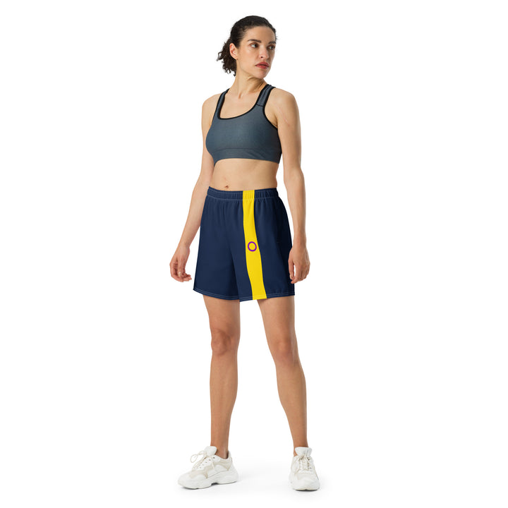 Intersex Pride Flag Stripe Blue Athletic Long Shorts The Rainbow Stores