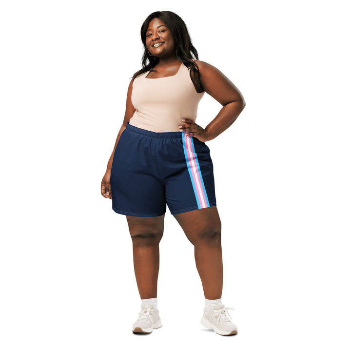 Trans Pride Flag Stripe Blue Athletic Long Shorts Shorts Long The Rainbow Stores