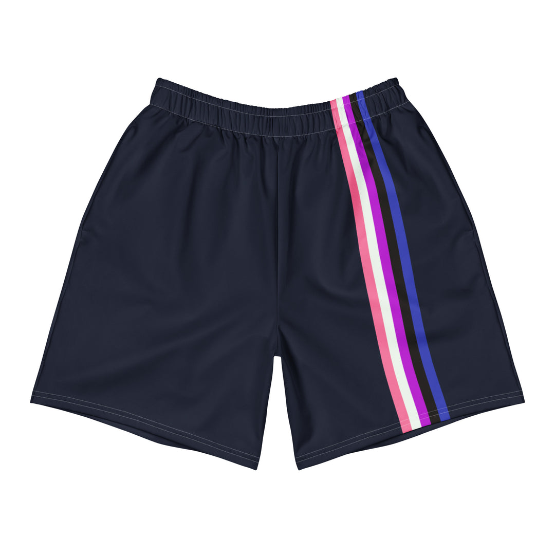 Gender Fluid Pride Flag Stripe Blue Athletic Long Shorts Shorts Long The Rainbow Stores