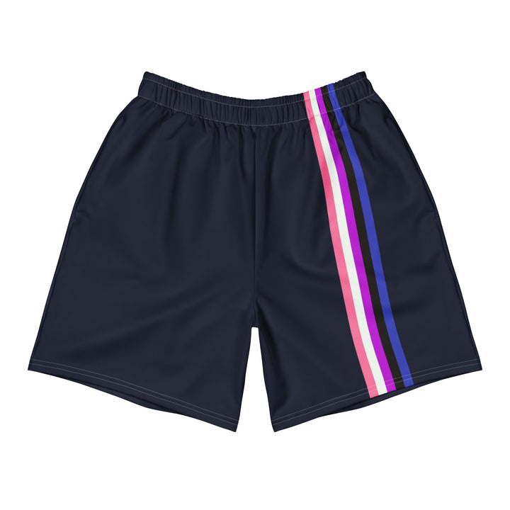 Gender Fluid Pride Flag Stripe Blue Athletic Long Shorts Shorts Long The Rainbow Stores