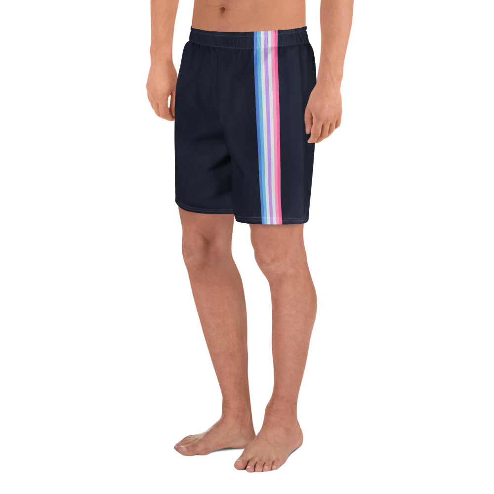 Bigender Pride Flag Stripe Blue Unisex Athletic Long Shorts The Rainbow Stores