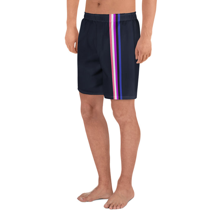 Gender Fluid Pride Flag Stripe Blue Athletic Long Shorts Shorts Long The Rainbow Stores