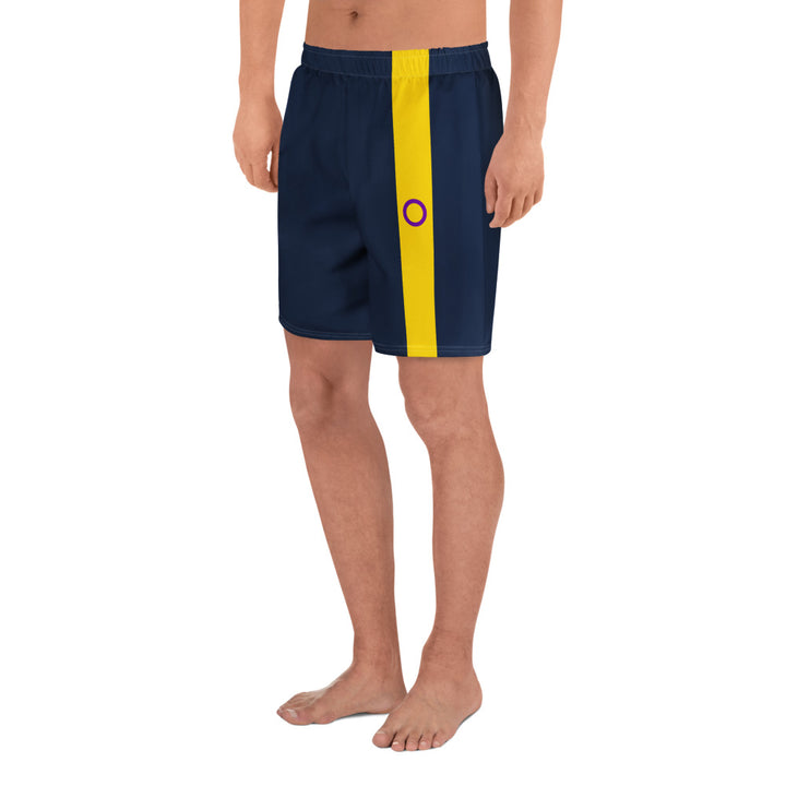 Intersex Pride Flag Stripe Blue Athletic Long Shorts The Rainbow Stores
