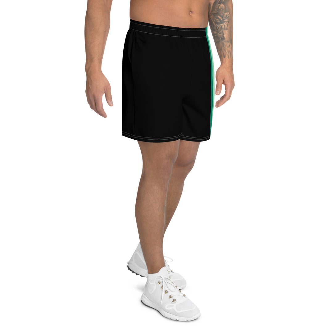 Gay Men's Pride Flag Stripe Black Athletic Long Shorts Shorts Long The Rainbow Stores