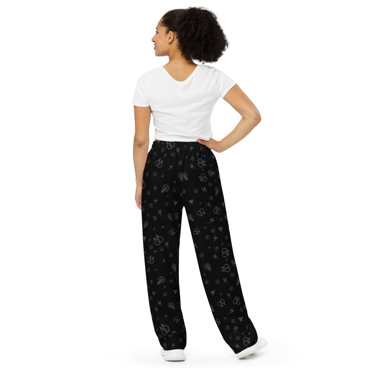 Lesbian Symbol on Black Wide-leg Pants/Trousers Pants/Trousers The Rainbow Stores