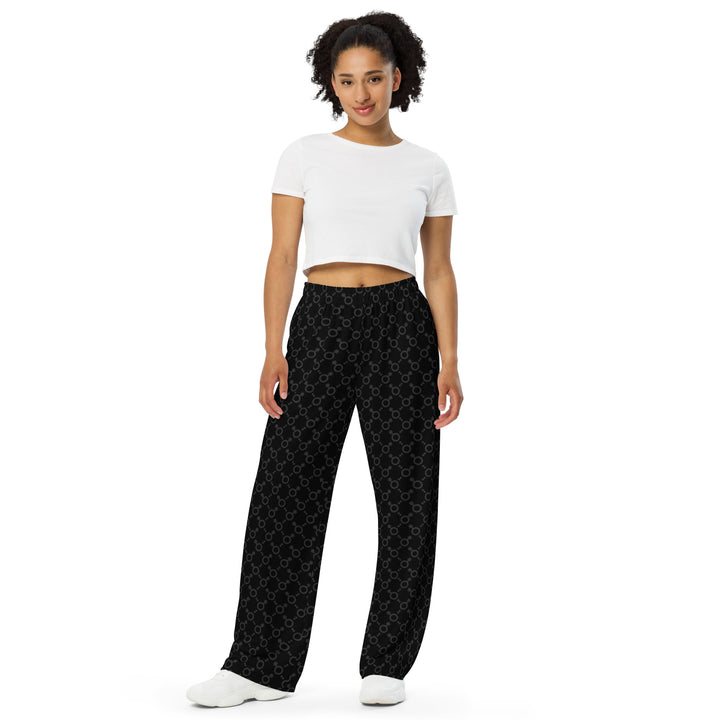 Black/Grey Non-Binary Symbol Wide Leg Pants/Trousers Pants/Trousers The Rainbow Stores