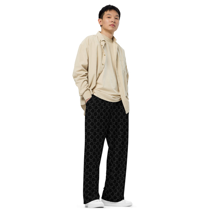 Black/Grey Non-Binary Symbol Wide Leg Pants/Trousers Pants/Trousers The Rainbow Stores