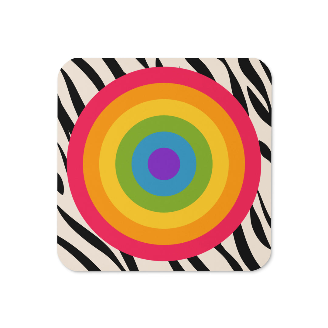 Rainbow Pride Flag Roundel Zebra Print Coaster Coaster The Rainbow Stores