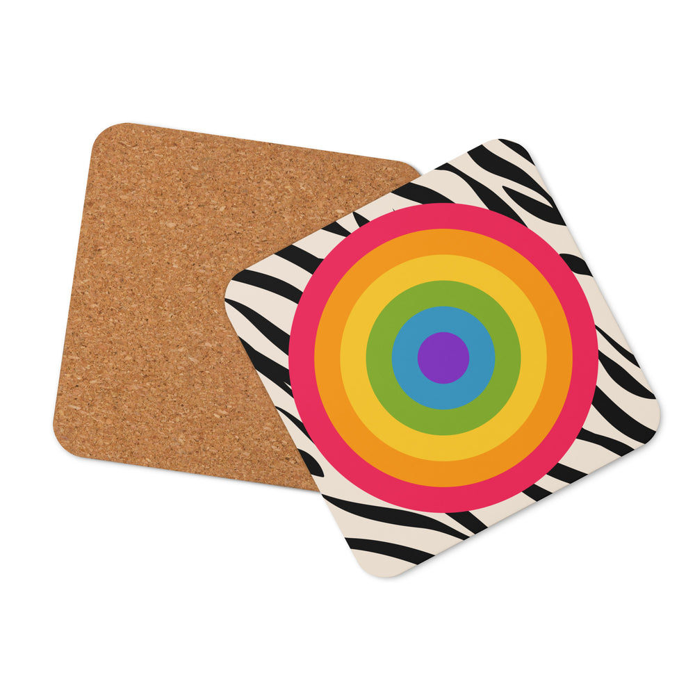 Rainbow Pride Flag Roundel Zebra Print Coaster Coaster The Rainbow Stores