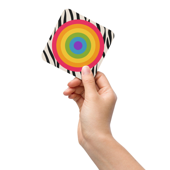 Rainbow Pride Flag Roundel Zebra Print Coaster Coaster The Rainbow Stores