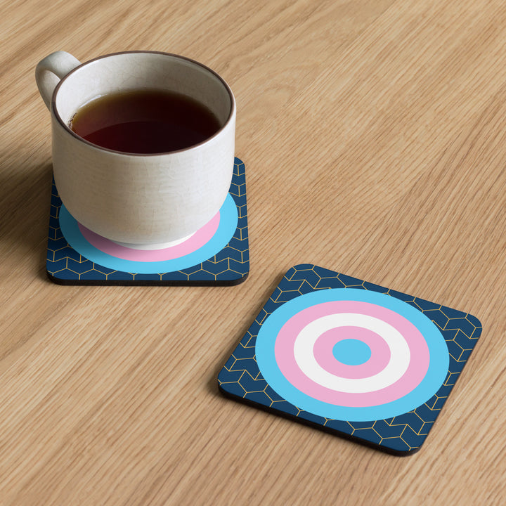 Trans Pride Flag Roundel Block Pattern Coaster Coaster The Rainbow Stores