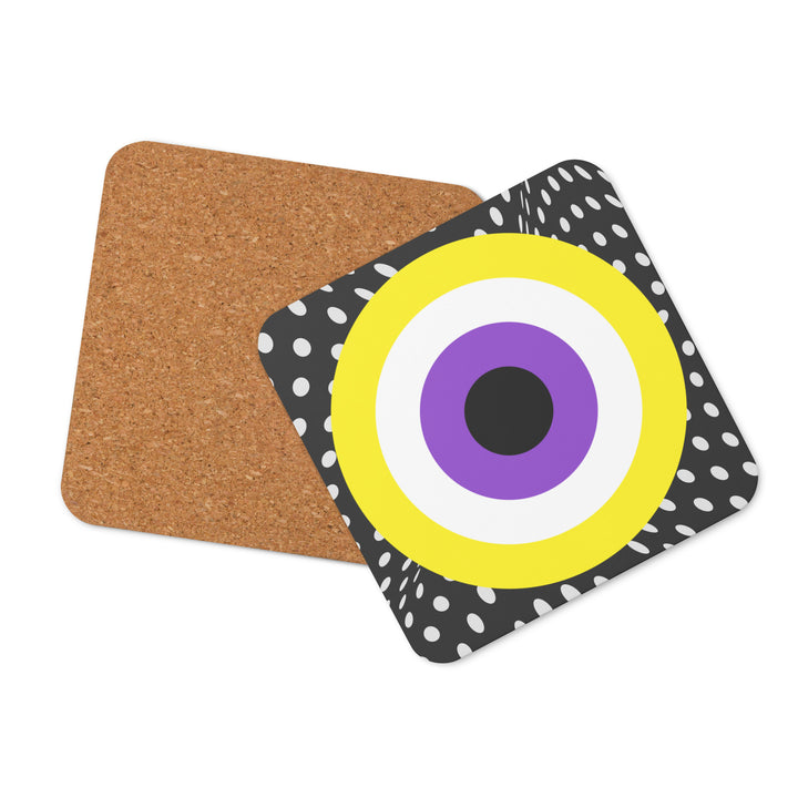 Non-Binary Pride Flag Roundel on Spots Coaster Coaster The Rainbow Stores
