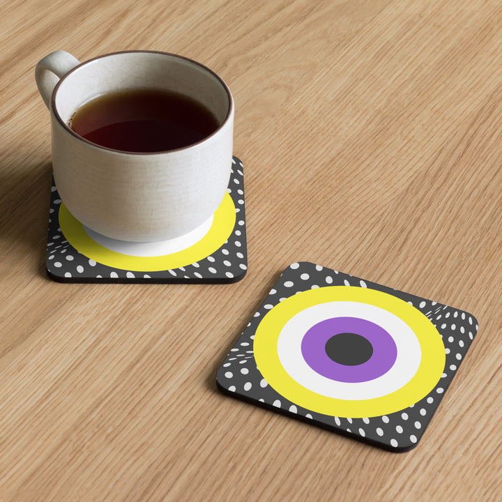 Non-Binary Pride Flag Roundel on Spots Coaster Coaster The Rainbow Stores