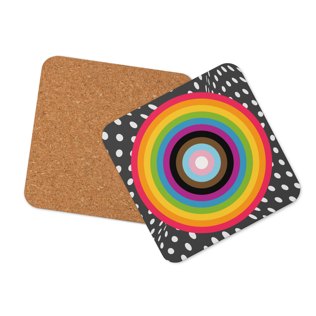 Reverse Progressive Pride Flag Colours Roundel on Spots Coaster Coaster The Rainbow Stores