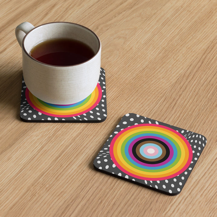 Reverse Progressive Pride Flag Colours Roundel on Spots Coaster Coaster The Rainbow Stores