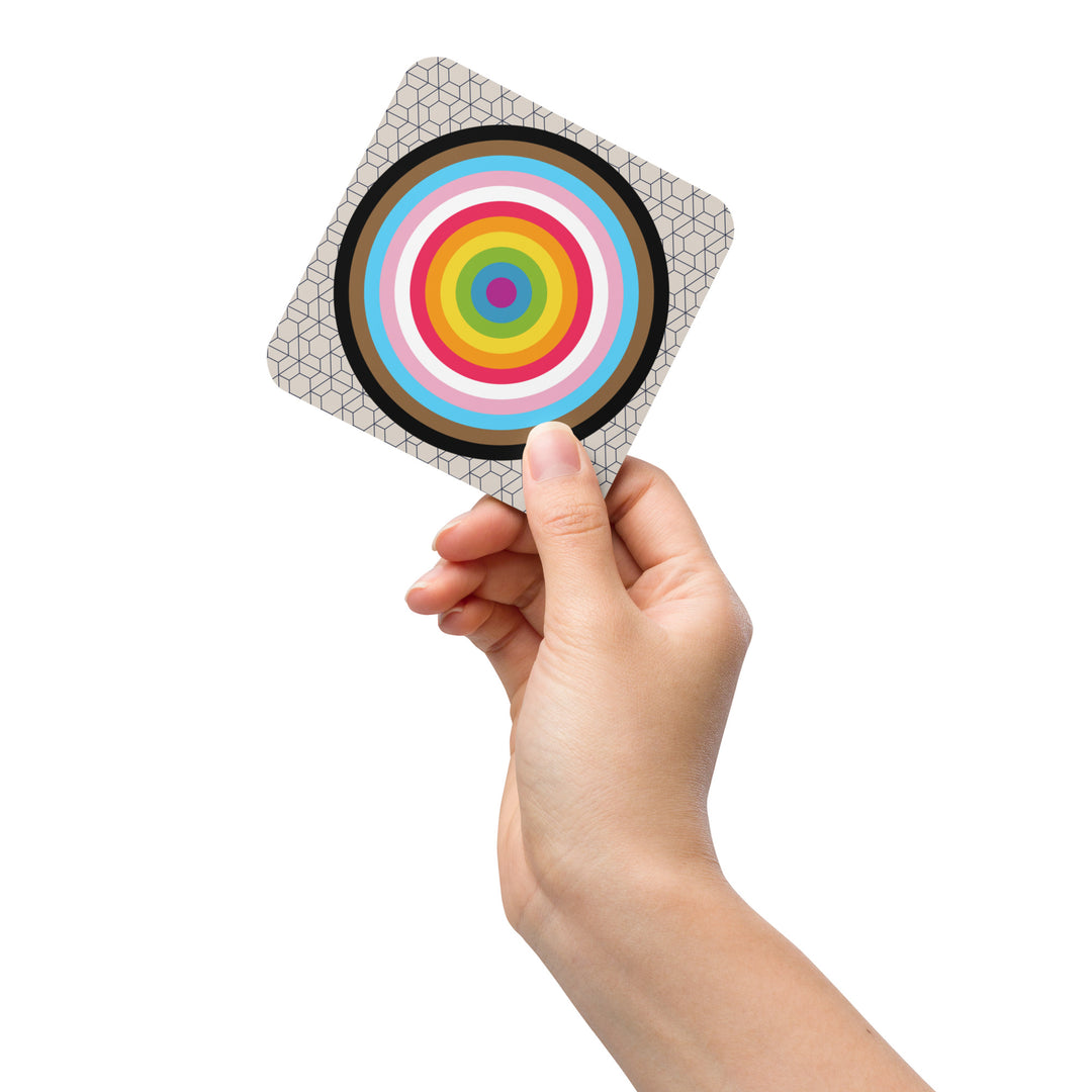Progressive Pride Flag Colours Roundel on Hexagons Coaster Coaster The Rainbow Stores