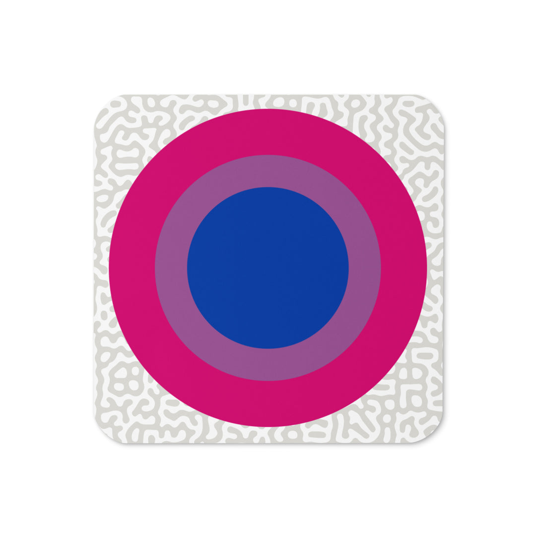 Bisexual Pride Flag Roundel on Abstract Pattern Coaster Coaster The Rainbow Stores