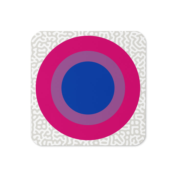 Bisexual Pride Flag Roundel on Abstract Pattern Coaster Coaster The Rainbow Stores