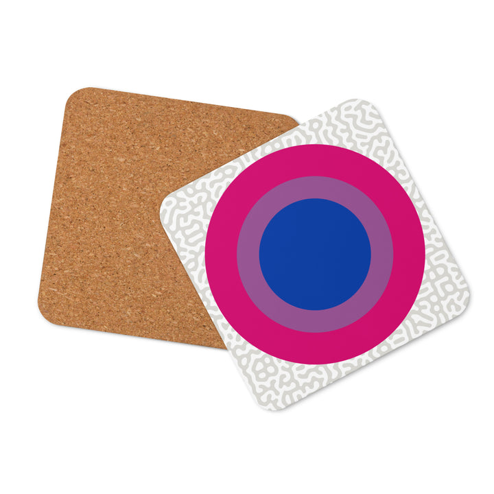 Bisexual Pride Flag Roundel on Abstract Pattern Coaster Coaster The Rainbow Stores