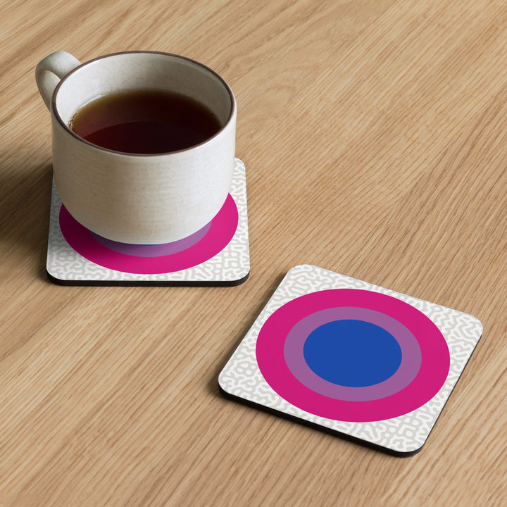 Bisexual Pride Flag Roundel on Abstract Pattern Coaster Coaster The Rainbow Stores