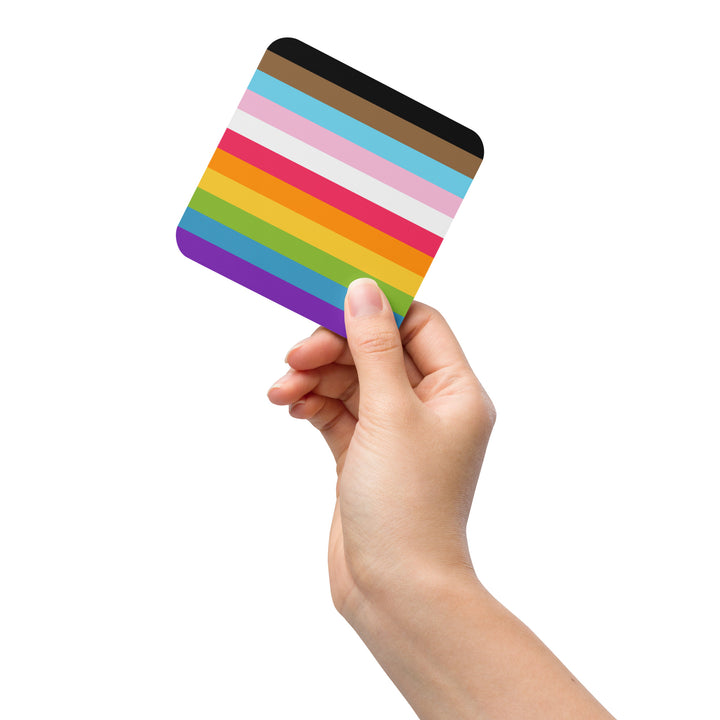 Progress Pride Flag Stripes Coaster Coaster The Rainbow Stores