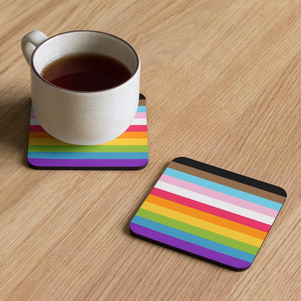 Progress Pride Flag Stripes Coaster Coaster The Rainbow Stores