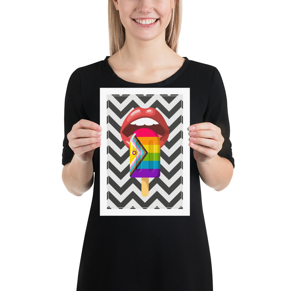 Progress Pride Popsicle With Red Lips Art Print