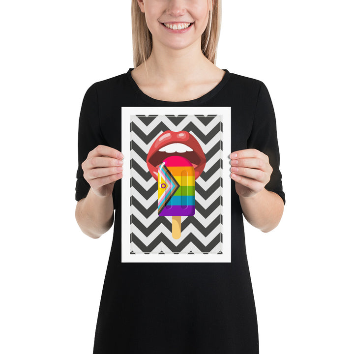 Progress Pride Popsicle With Red Lips Art Print