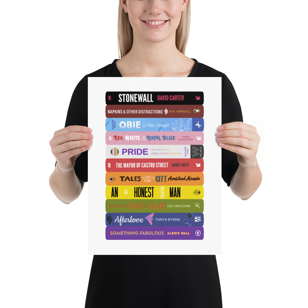 LGBTQ+ Book Stack Art Print Art prints The Rainbow Stores