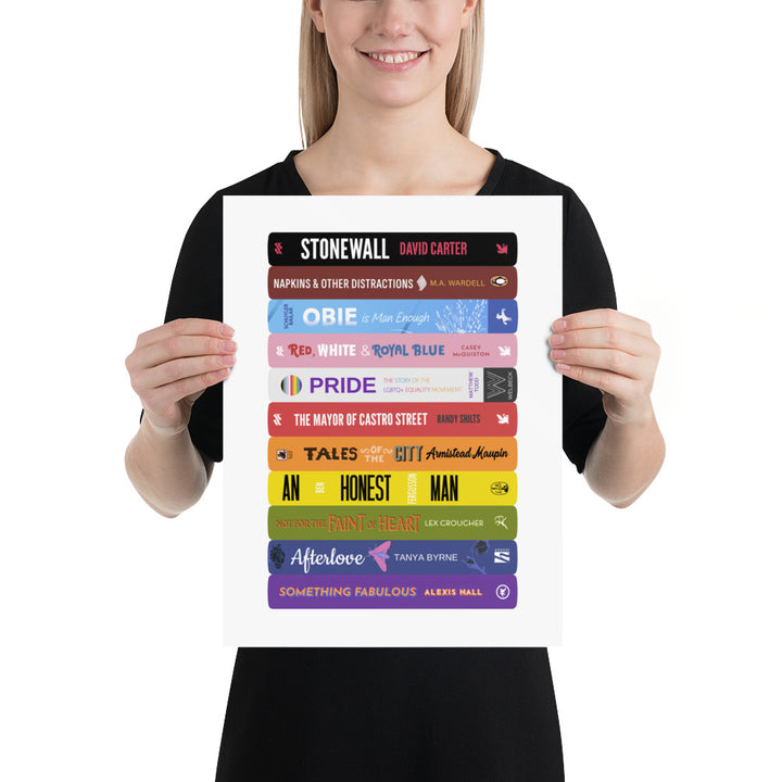 LGBTQ+ Book Stack Art Print Art prints The Rainbow Stores