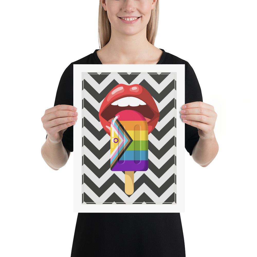 Progress Pride Popsicle With Red Lips Art Print