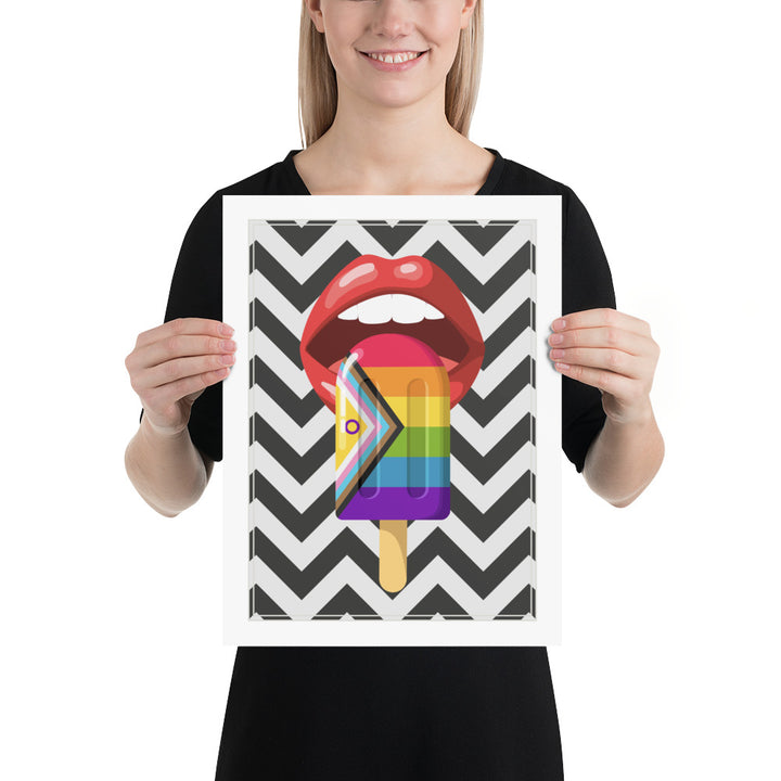 Progress Pride Popsicle With Red Lips Art Print