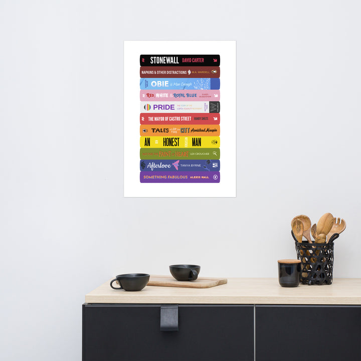 LGBTQ+ Book Stack Art Print Art prints The Rainbow Stores